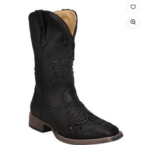 Roper Footwear Women Roper Faux Leather 11In Glitter Cowgirl Boot Black size 10